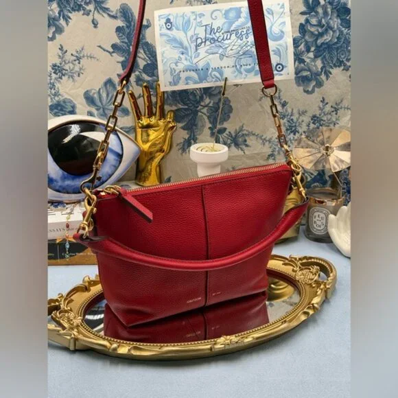 🆕 OROTON 🧿 NWOT Lily Zip Top Leather Crossbody, Red - Picture 2 of 16